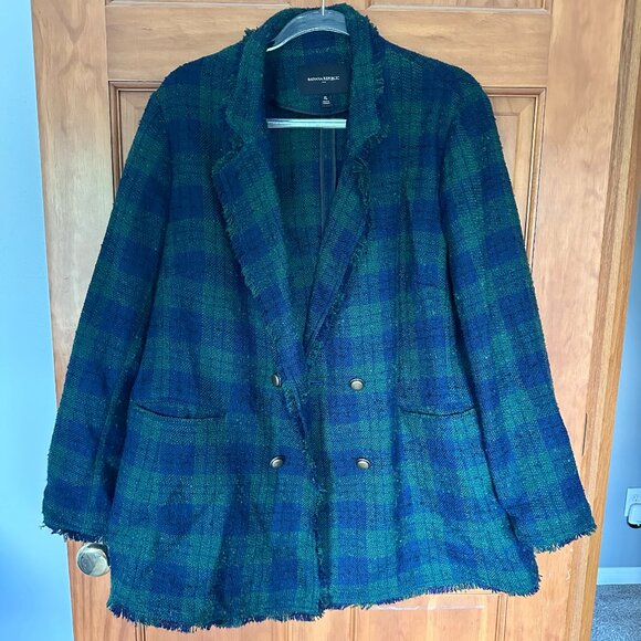 Banana Republic Tweed Plaid Blazer - Size XL - Picture 1 of 3